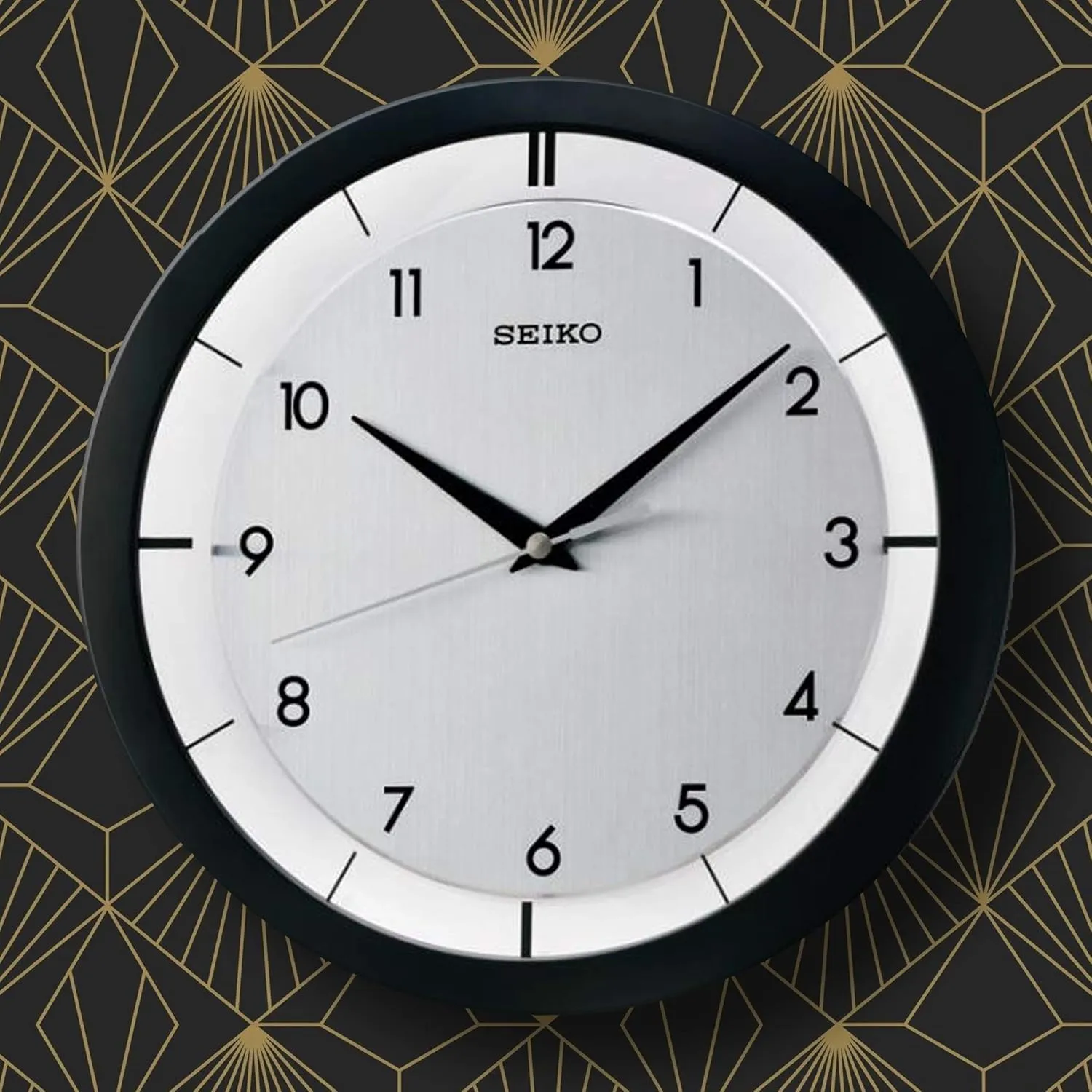 St James flee commensalism solicit potent playwright Brushed Metal Wall Clock, Black SEIKO 11 Inch 
