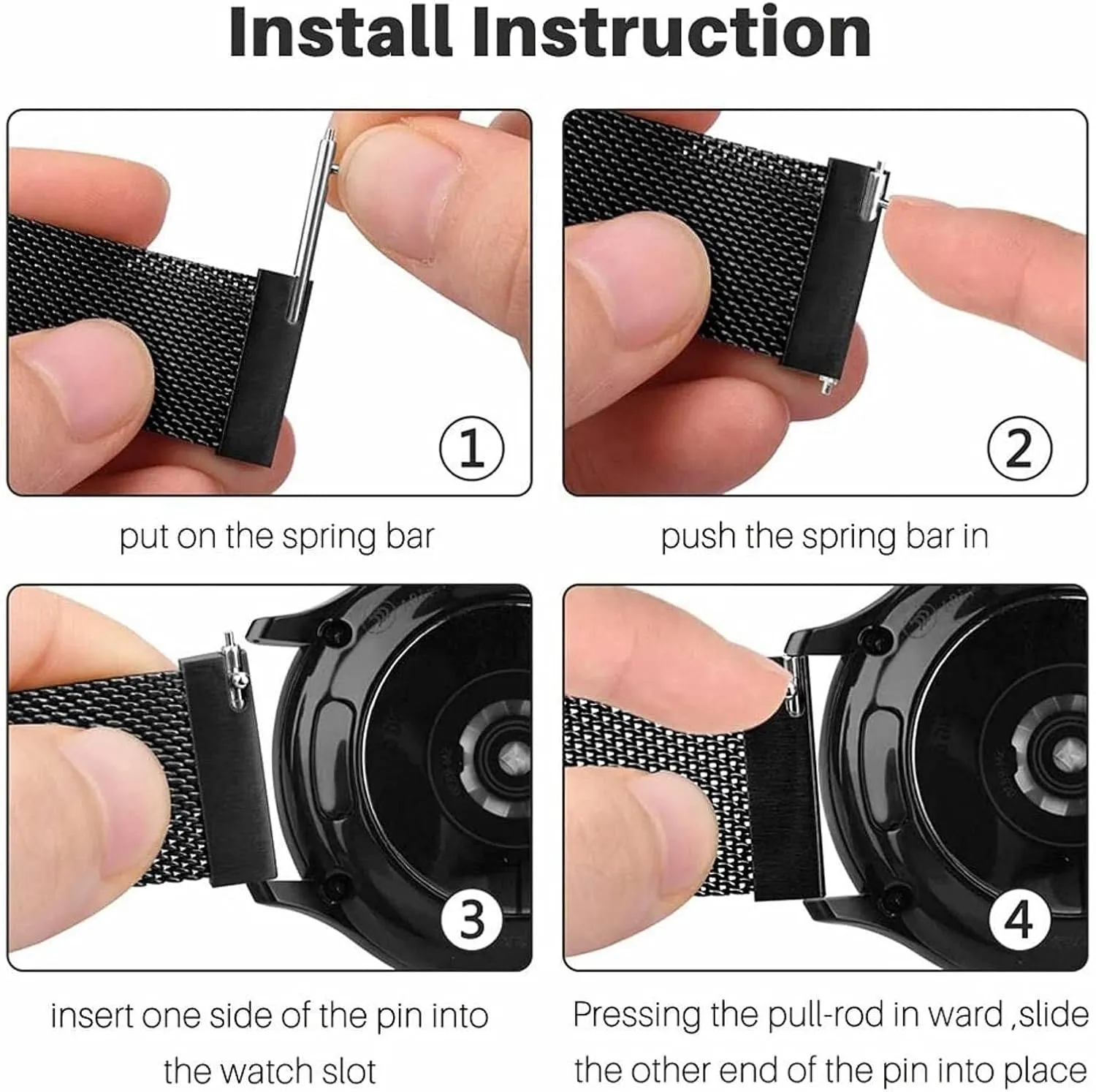 Stainless depose Steel Replacement Straps for Women Men 16mm18mm 20mm 22mm Metal Magnetic Watch Band Mesh Woven Quick Release Strap Adjustable 