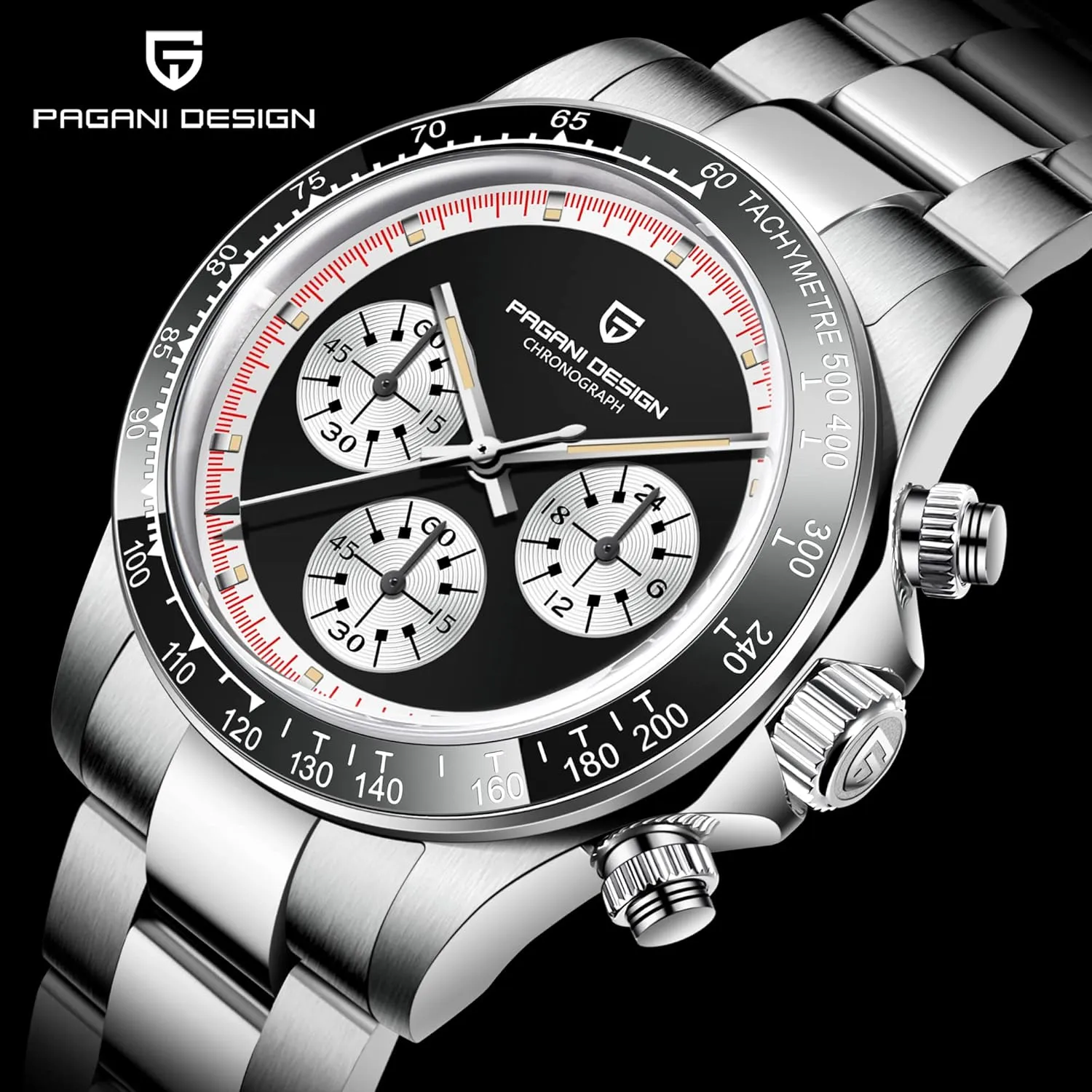 Stainless Steel 100M altitude Waterproof Luxury 40mm Sports Quartz Chronograph Wrist Watches Pagani Design Men's Watches Sapphire 