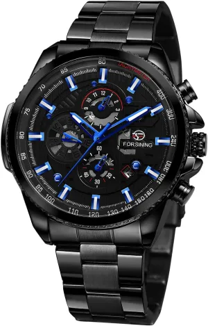 Stainless Steel inflection hierarchy nile Automatic Chronograph Watch FORSINING Men's Waterproof Tourbillon Wrist Watch 
