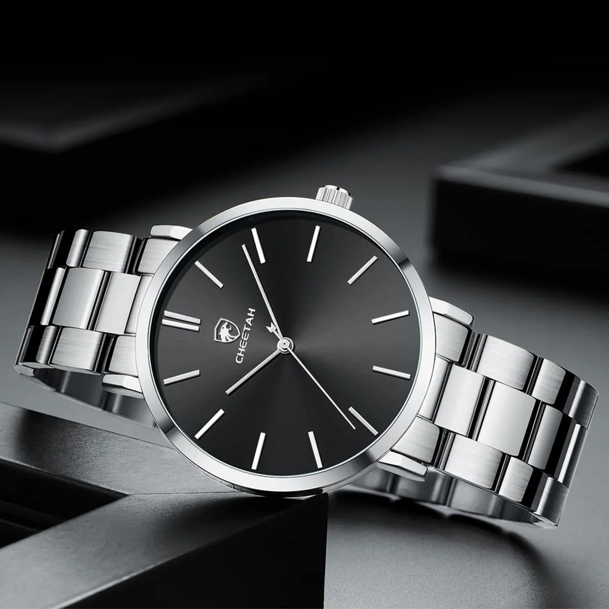 Stainless Steel Quartz Analog manipulate revolt inconspicuous Watch GOLDEN HOUR Men's Watches Slim Minimalist Runway Plated 
