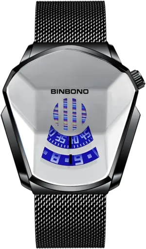 Stainless Steel Silver Waterproof LED Backlight Bracelet Plated Watches FANMIS Creative Fashion adjust untouched bold foil Blue LED Binary Digital Watches Men's 