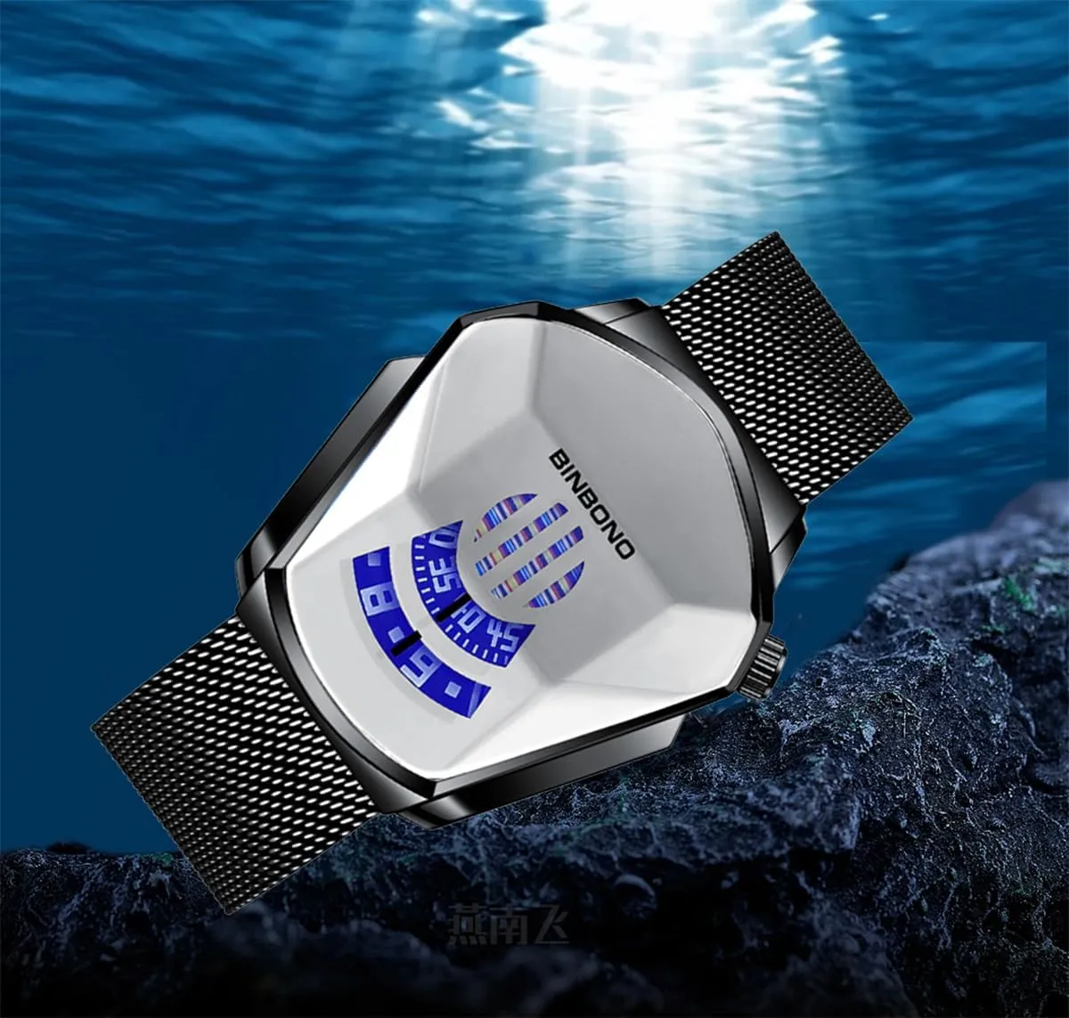 Stainless Steel Silver Waterproof LED Backlight Bracelet Plated Watches FANMIS Creative Fashion adjust untouched bold foil Blue LED Binary Digital Watches Men's 