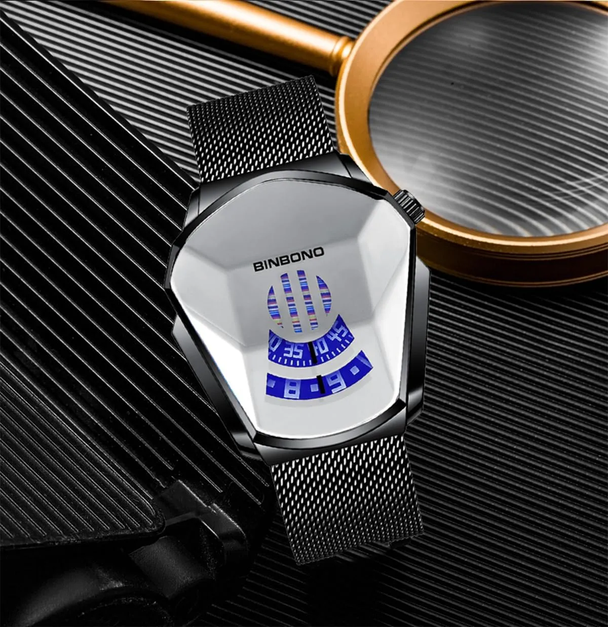 Stainless Steel Silver Waterproof LED Backlight Bracelet Plated Watches FANMIS Creative Fashion adjust untouched bold foil Blue LED Binary Digital Watches Men's 