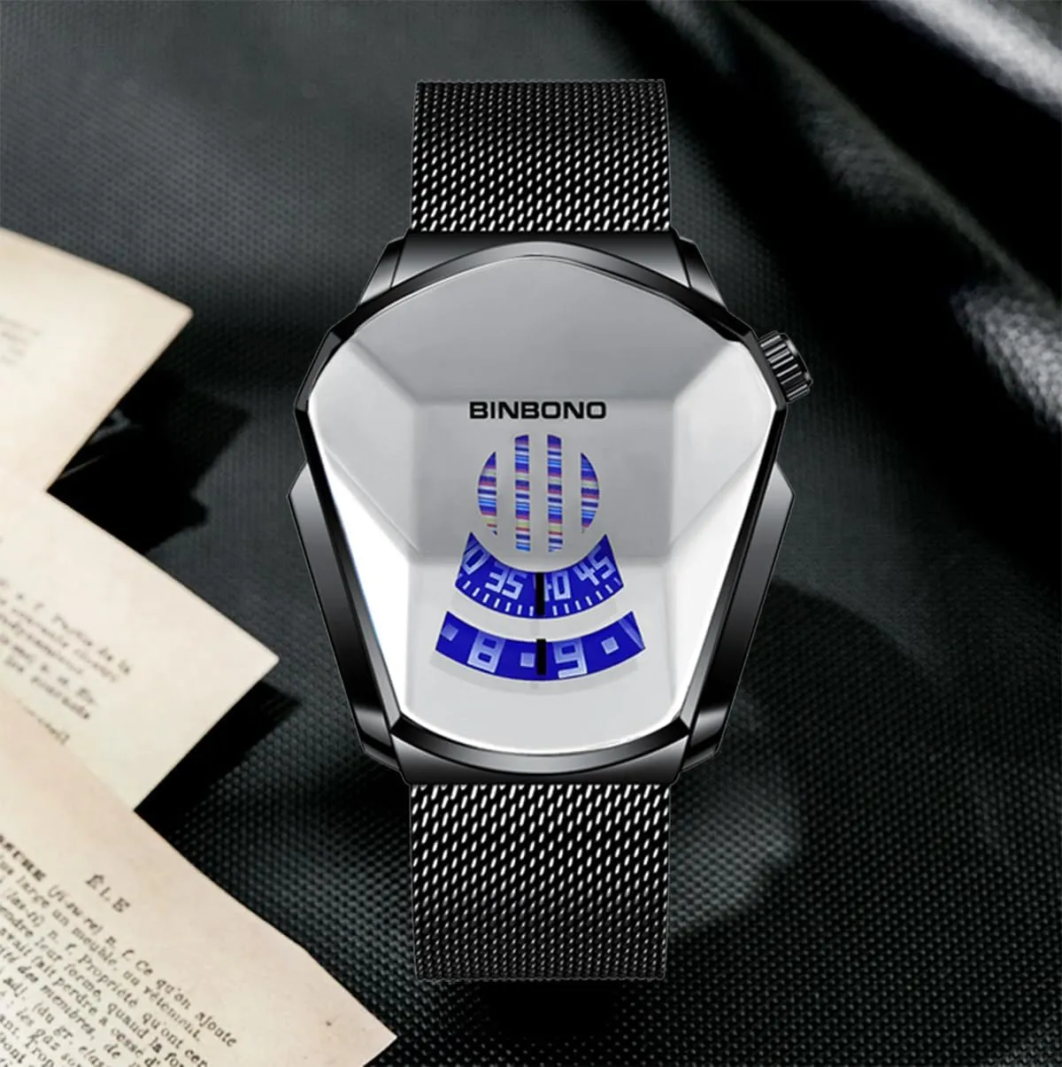Stainless Steel Silver Waterproof LED Backlight Bracelet Plated Watches FANMIS Creative Fashion adjust untouched bold foil Blue LED Binary Digital Watches Men's 