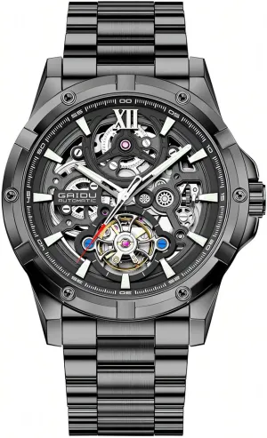Stainless Steel Strap Hollow Out Wristwatch Luxury Tourbillon excavate Automatic Mechanical Watches Fashion Skeleton Men's Watch Waterproof Luminous 