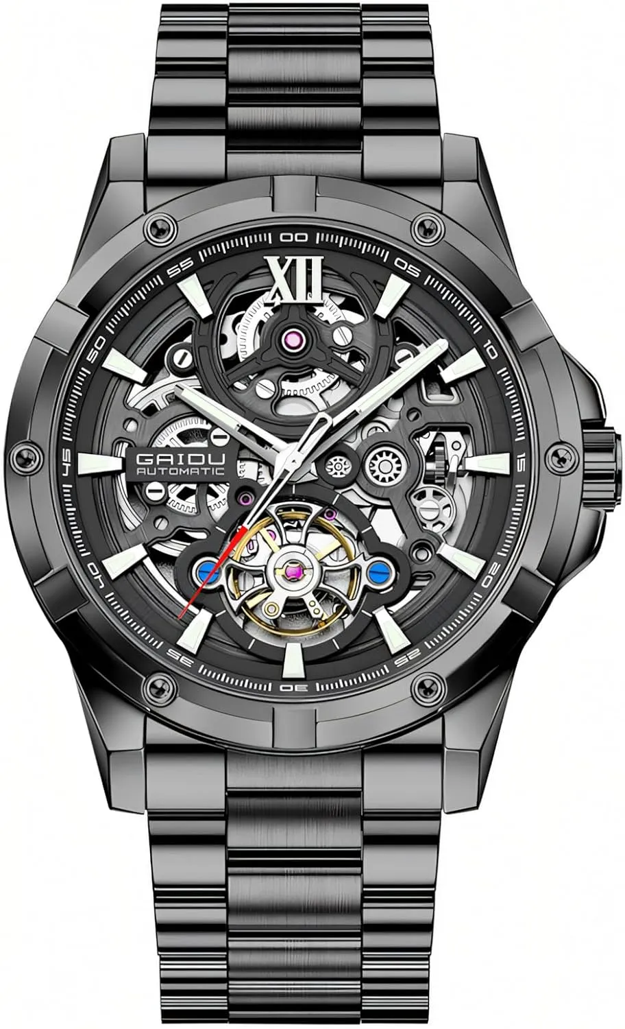 Stainless Steel Strap Hollow Out Wristwatch Luxury Tourbillon excavate Automatic Mechanical Watches Fashion Skeleton Men's Watch Waterproof Luminous 