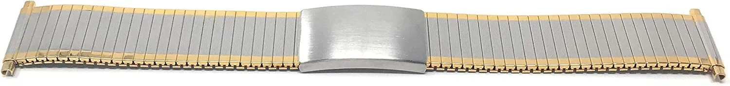 Stainless Steel Stretch Watch Band, Straight End, dive Metal Expansion Strap, Adjustable Length - Silver, Gold and Silver/Gold Tone - 18mm, 19mm, 20mm, 21mm, 22mm Bandini 