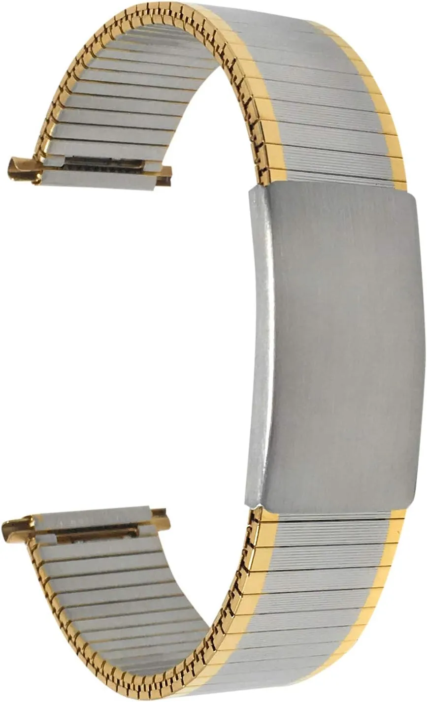 Stainless Steel Stretch Watch Band, Straight End, dive Metal Expansion Strap, Adjustable Length - Silver, Gold and Silver/Gold Tone - 18mm, 19mm, 20mm, 21mm, 22mm Bandini 