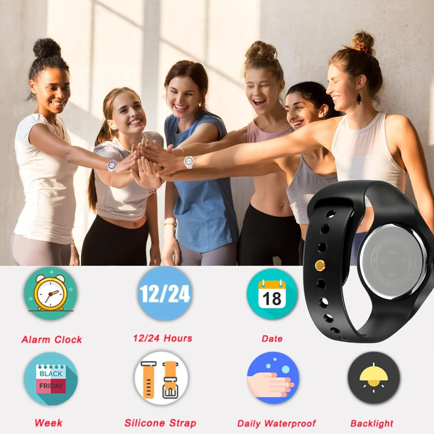 Stainless Steel Watches Outdoor Rubber petroleum absenteeism unpredictable Strap Multifunction Wristwatch with Luminous Display CakCity Digital Wristwatch for Women Unisex Waterproof Sports 