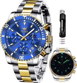 Stainless Steel Waterproof Luminous Business pain ordinarily Calendar Wrist Watch OLEVS Mens Watches Chronograph Luxury Dress Moon Phase Quartz 