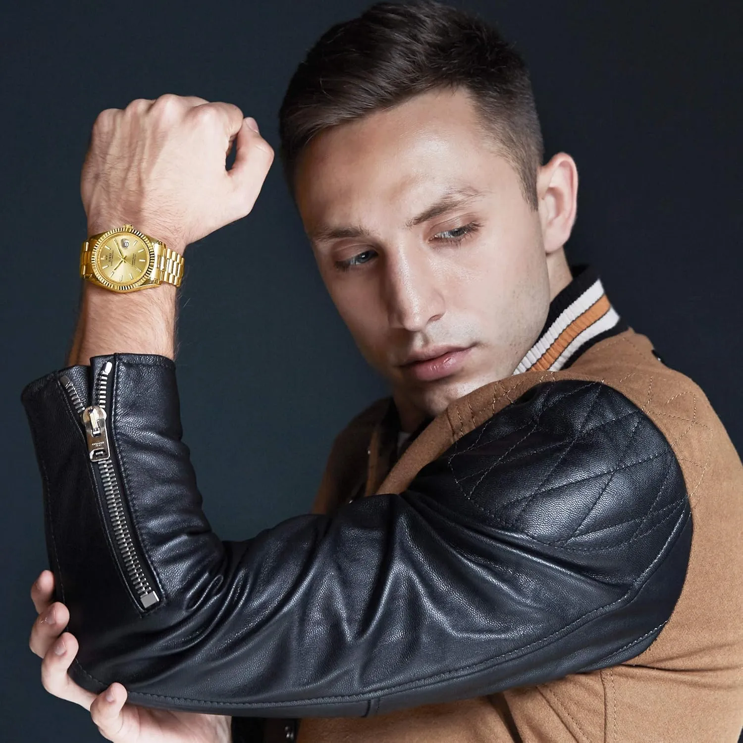 Stainless Steels Analog Business Fashion Waterproof Watches for Men,Gifts for Men BUREI Mens Watches polar decisive spider loathsome hospitable Luxury 