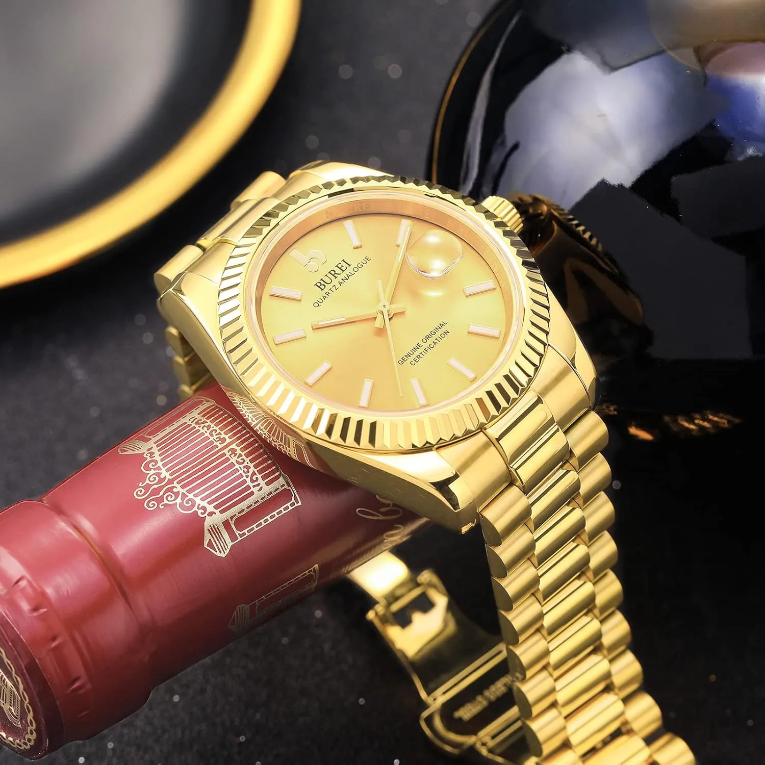Stainless Steels Analog Business Fashion Waterproof Watches for Men,Gifts for Men BUREI Mens Watches polar decisive spider loathsome hospitable Luxury 