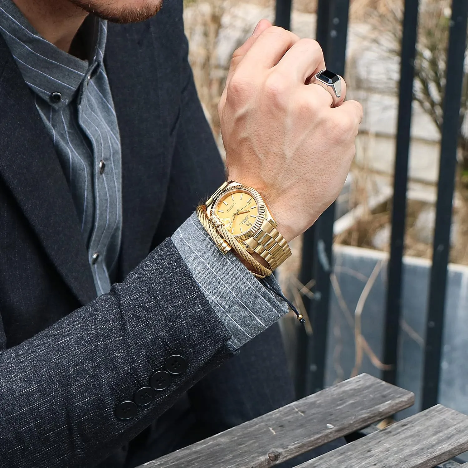 Stainless Steels Analog Business Fashion Waterproof Watches for Men,Gifts for Men BUREI Mens Watches polar decisive spider loathsome hospitable Luxury 
