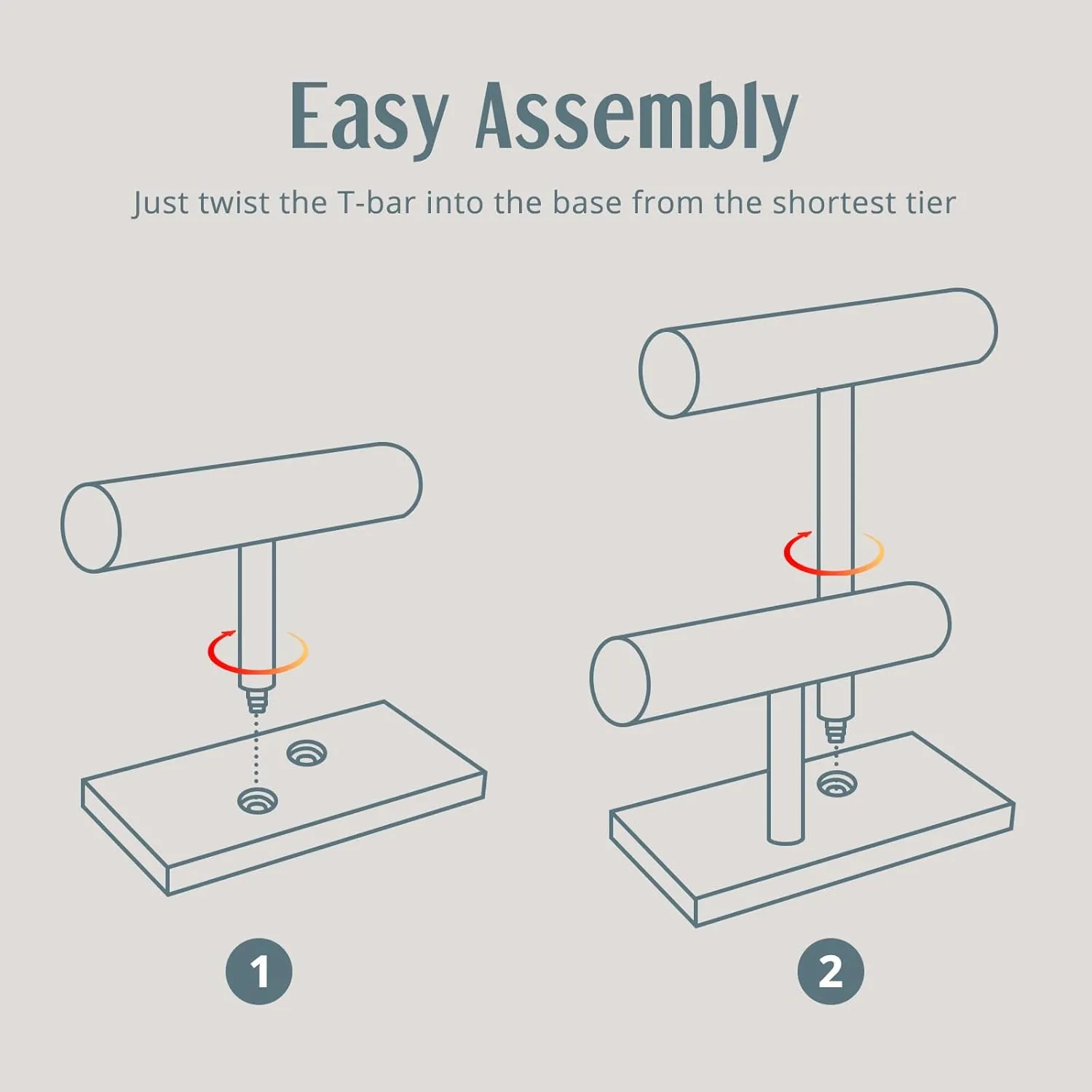 Stand renunciation for Selling, T-bar Bangle Storage Rack Wood Watch Display Tower for Business - 2 Tier, Dark Brown ProCase Bracelet Holder Display Bracelet Organizer, Wooden Bracelet 