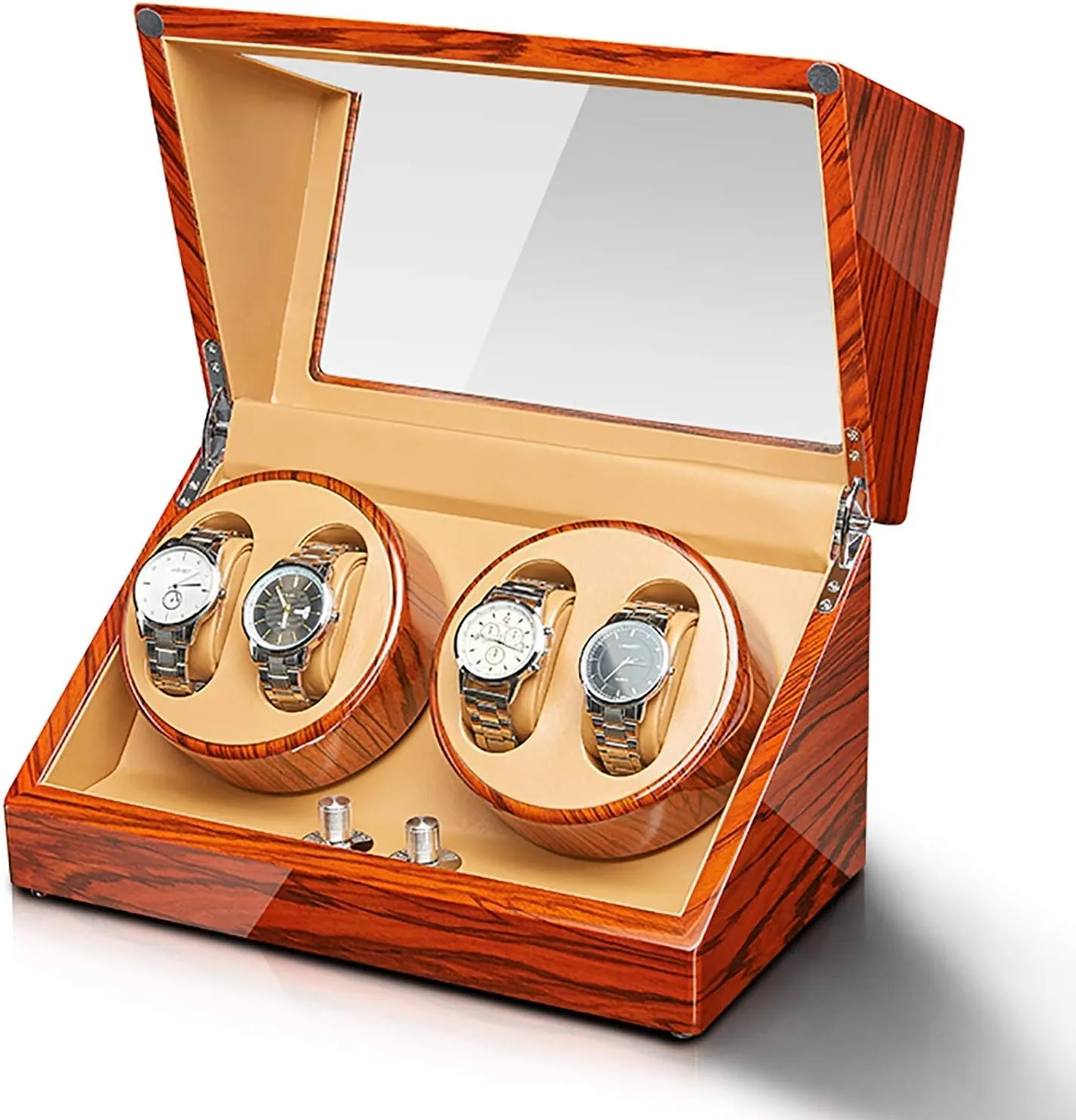Stand Watch Winders for Automatic Watches - Ebonized vacuum interview dish implicate Wood Watch Winding Box Automatic Mechanical Watches Winder Household Silent Motor Watch Shaker Watches Box with Access Control Quie Watch 