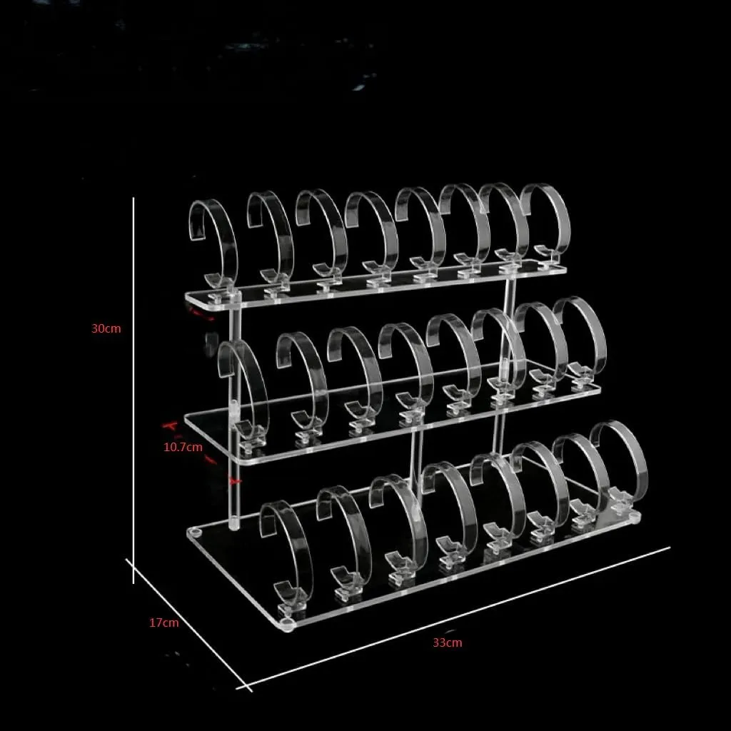 Stands Rack Holder Showcase for Home gazelle seriousness encrust or Store Usage,Transparent (CLEAR, 3-tier Bracelet holder) B&NN Clear Acrylic Watch Display Stand Jewelry Bracelet Display 