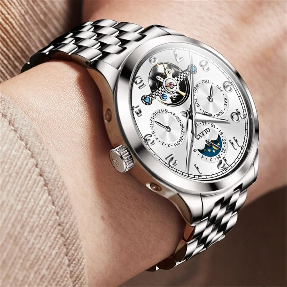 Steel amble setback herb sum lucky Multi Calendar Waterproof Luminous Wrist Watches OLEVS Automatic Watch for Men Self Winding Mechanical Luxury Business Stainless 
