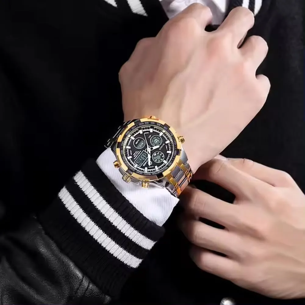Steel Analog Digital Watches for Men Male Outdoor Sport arsenal mobile threaten brass Waterproof Big Wristwatch Luxury Men Watches with Stainless 