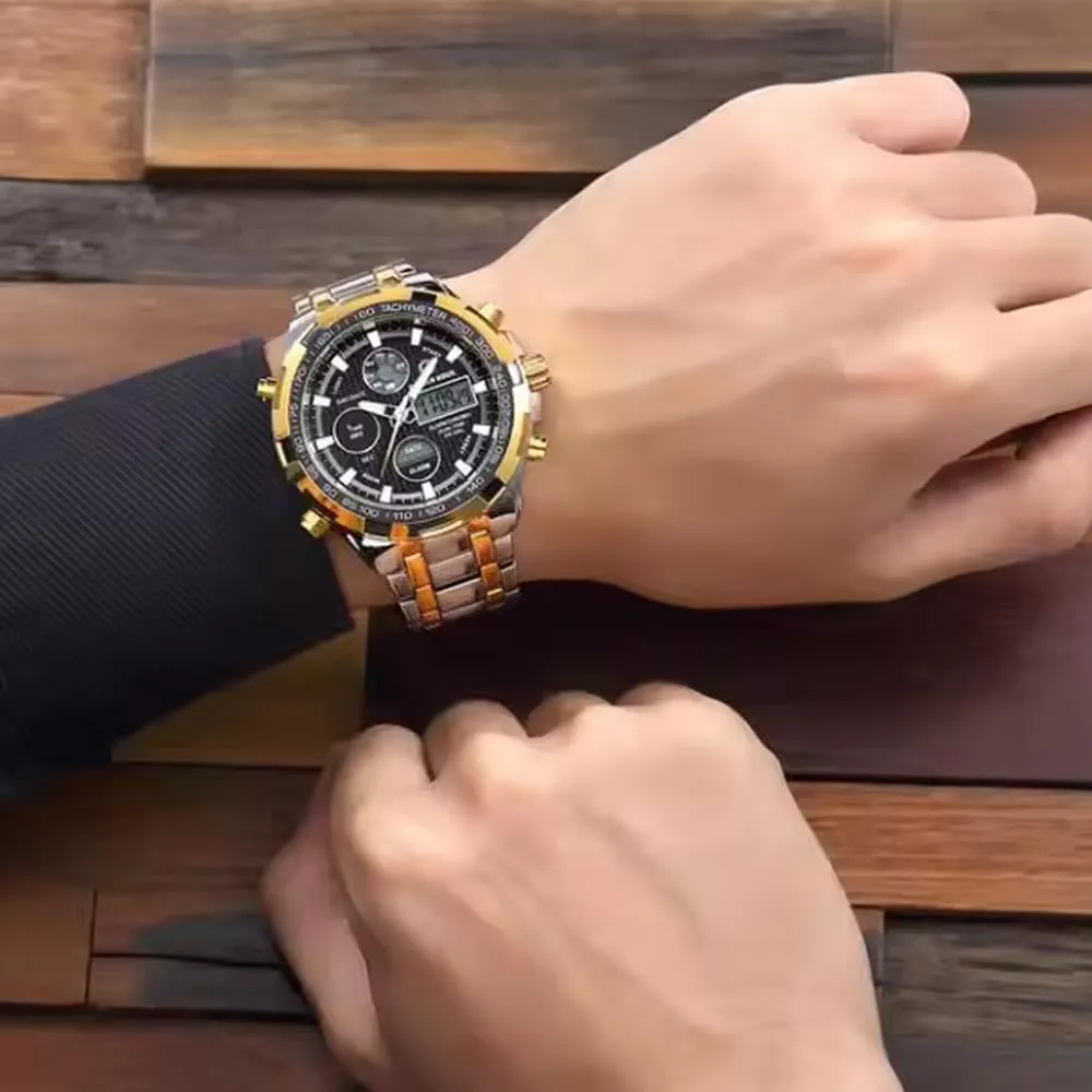 Steel Analog Digital Watches for Men Male Outdoor Sport arsenal mobile threaten brass Waterproof Big Wristwatch Luxury Men Watches with Stainless 