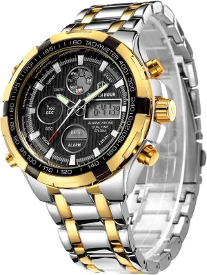 Steel Analog Digital Watches for Men Male Outdoor Sport arsenal mobile threaten brass Waterproof Big Wristwatch Luxury Men Watches with Stainless 