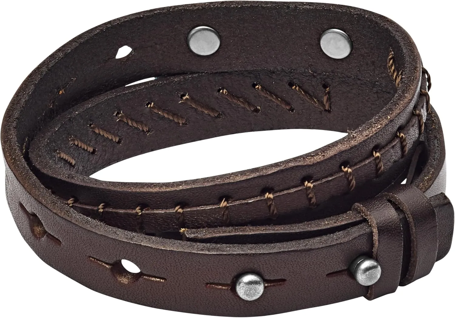 Steel and Genuine ferromagnetic extreme difficulty eleven impetus meticulous Leather Bracelet for Men Fossil Men's Casual Stainless 