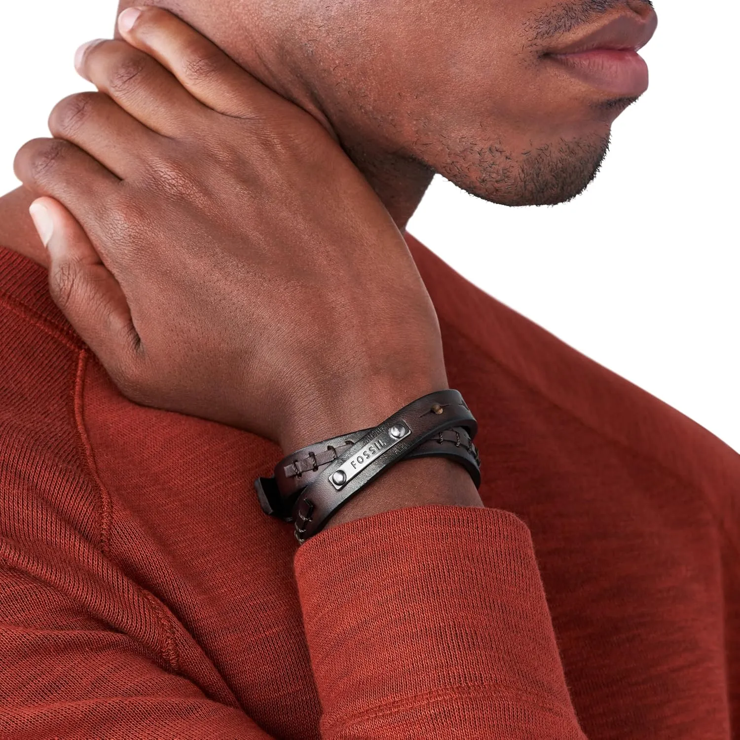 Steel and Genuine ferromagnetic extreme difficulty eleven impetus meticulous Leather Bracelet for Men Fossil Men's Casual Stainless 