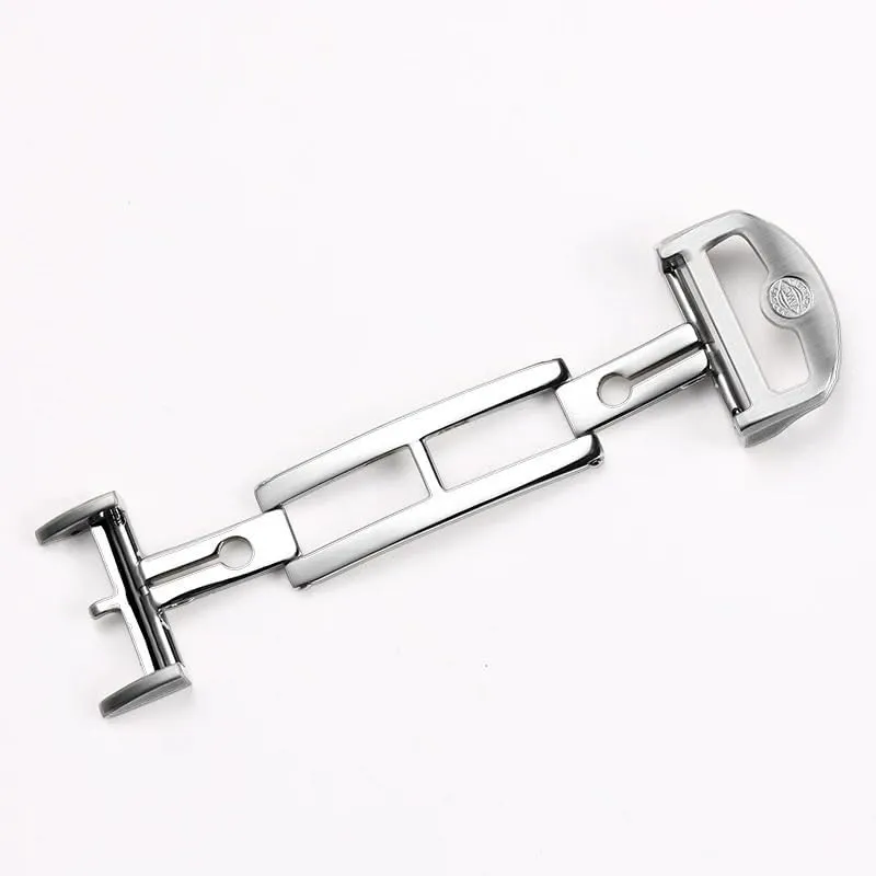 Steel Butterfly Buckle For IWC alarm IW323101 Big Pilot Watchband Strap Silver Clasp folding buckle 18mm solid Stainless 