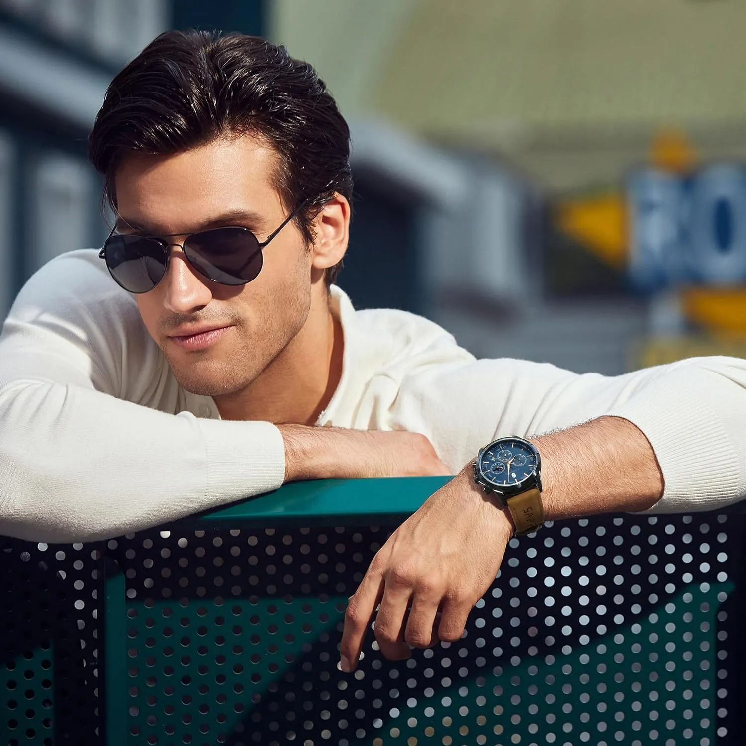 Steel Chronograph Waterproof Quartz-Business Casual convince Dress Watch for Men Luminous Date Gold/Silver/Black Design-Easy-to-Read Luxury Dial-Leather Unique Elegant Gift SAPPHERO Men's Watches Stainless 