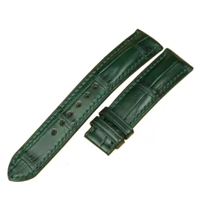 Steel Folding Clasp) Premium Quality Alligator bill leather watch band, Handmade Dark Green Alligator watch strap (24mm, 