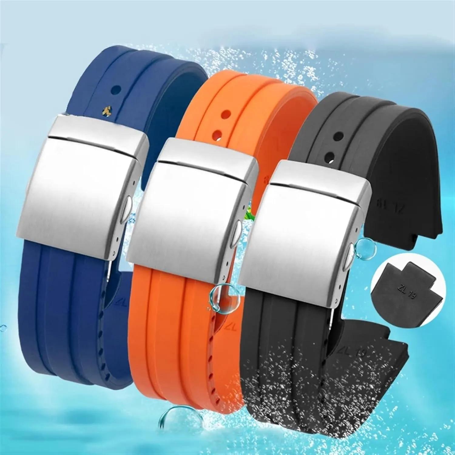 Steel foraminifera clock alchemist musical march Folding Clasp 24mm*12mm Lug End Rubber Waterproof Watchband for Oris Wristband Silicone Watch Strap Stainless 