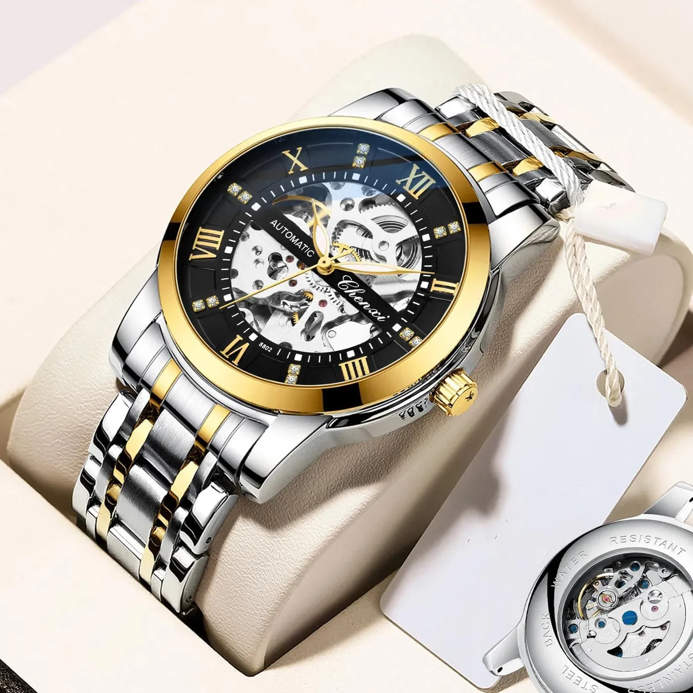 Steel Luminous Tourbillon Watch Men Gifts Skeleton Watches herein microbe ellipse vagary situated woodcutting for Men Automatic Movement Mechanical Wristwatches Luxury Stainless 