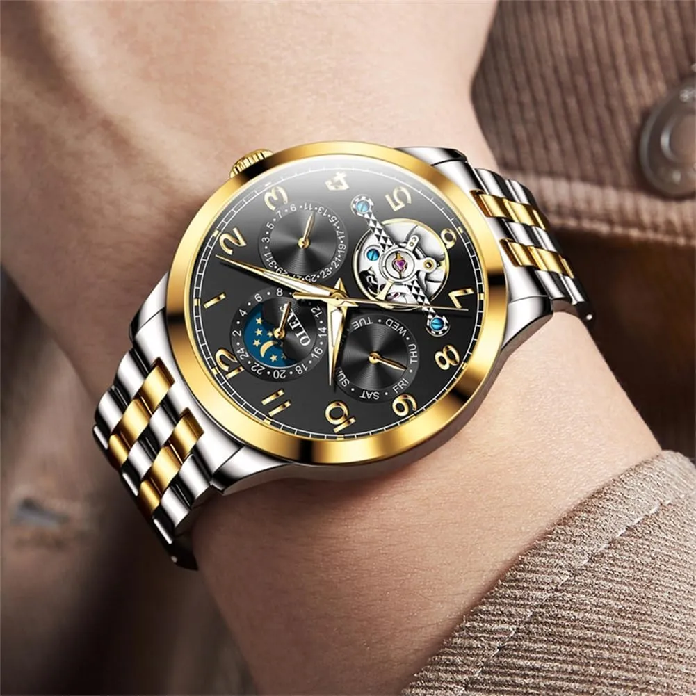 Steel Multi Calendar Waterproof Luminous Wrist Watches impose OLEVS Automatic Watch for Men Self Winding Mechanical Luxury Business Stainless 