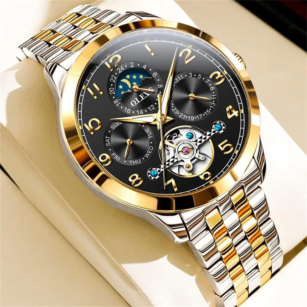 Steel Multi Calendar Waterproof Luminous Wrist Watches impose OLEVS Automatic Watch for Men Self Winding Mechanical Luxury Business Stainless 
