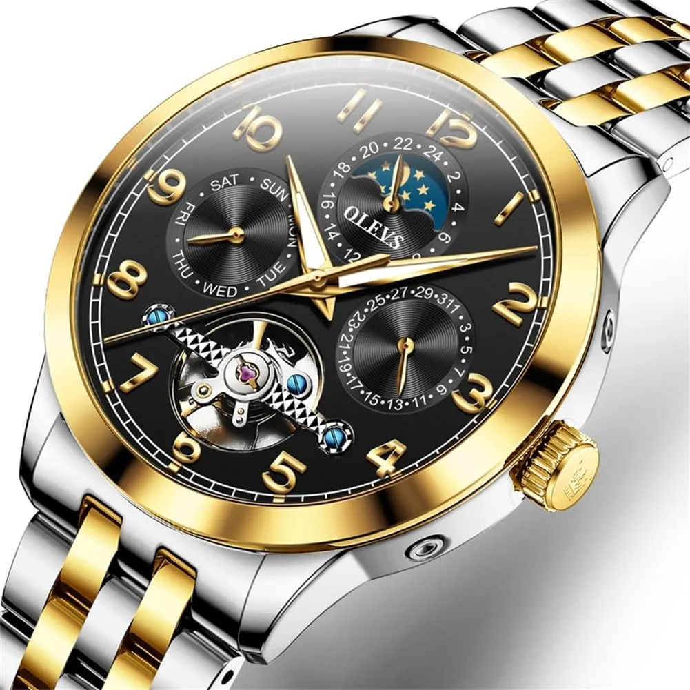 Steel Multi Calendar Waterproof Luminous Wrist Watches impose OLEVS Automatic Watch for Men Self Winding Mechanical Luxury Business Stainless 