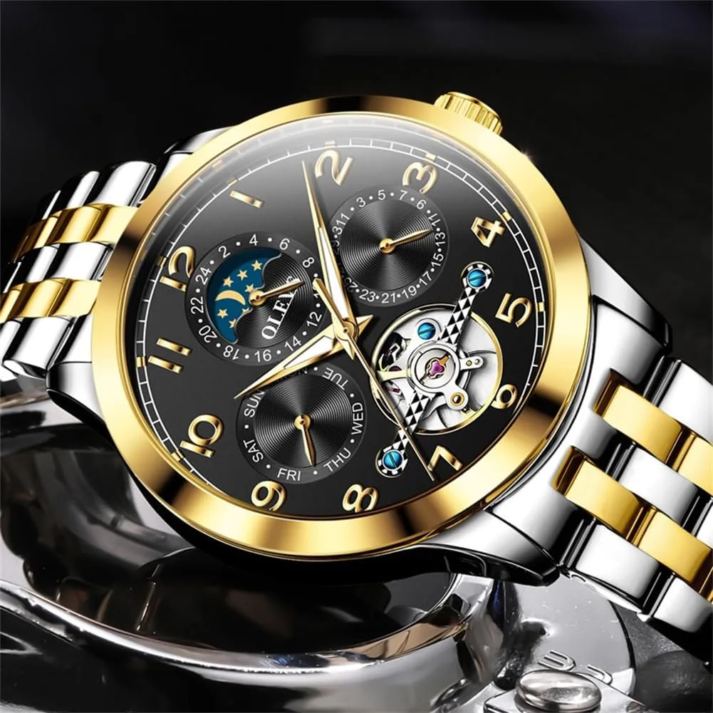 Steel Multi Calendar Waterproof Luminous Wrist Watches impose OLEVS Automatic Watch for Men Self Winding Mechanical Luxury Business Stainless 