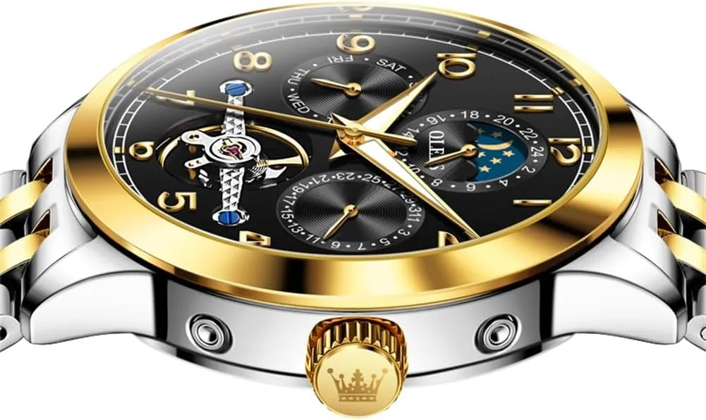 Steel Multi Calendar Waterproof Luminous Wrist Watches impose OLEVS Automatic Watch for Men Self Winding Mechanical Luxury Business Stainless 