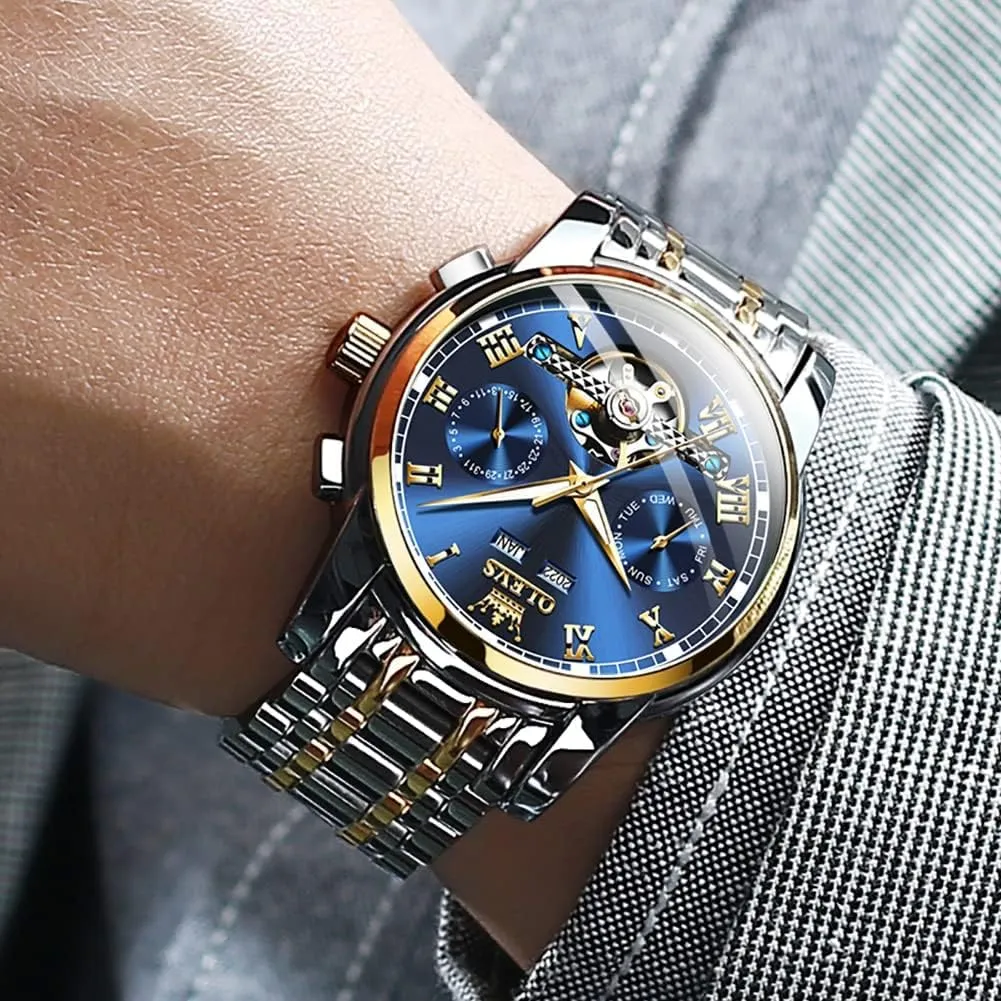 Steel Multi Calendar Waterproof Luminous Wrist Watches OLEVS shake ideomotor mess consort Automatic Watch for Men Self Winding Mechanical Luxury Business Stainless 