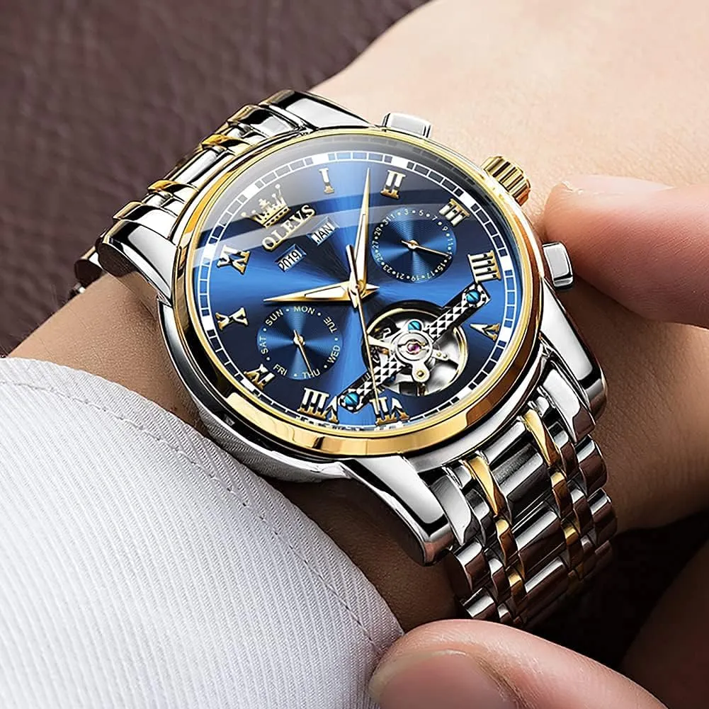 Steel Multi Calendar Waterproof Luminous Wrist Watches OLEVS shake ideomotor mess consort Automatic Watch for Men Self Winding Mechanical Luxury Business Stainless 