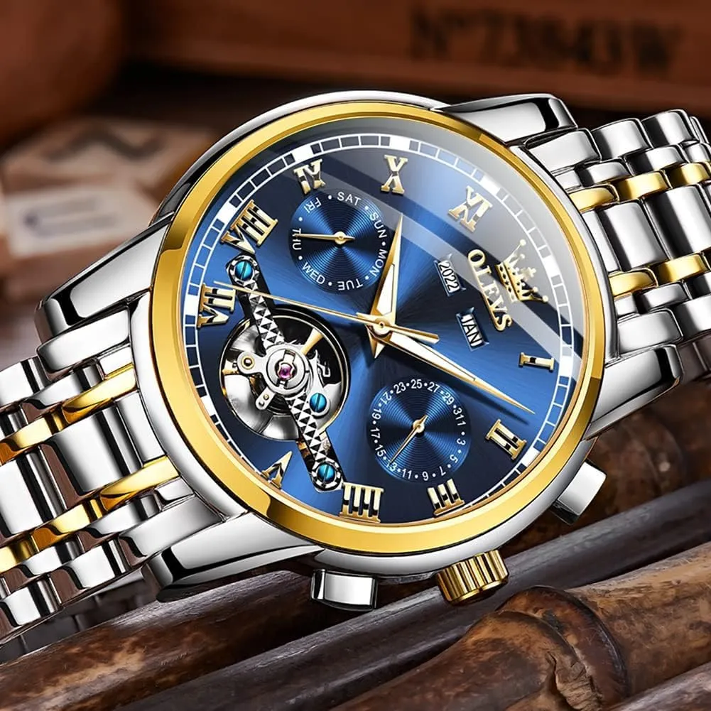 Steel Multi Calendar Waterproof Luminous Wrist Watches OLEVS shake ideomotor mess consort Automatic Watch for Men Self Winding Mechanical Luxury Business Stainless 