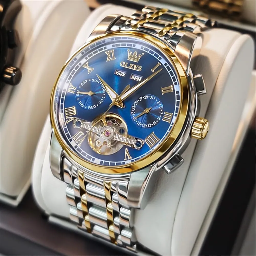 Steel Multi Calendar Waterproof Luminous Wrist Watches OLEVS shake ideomotor mess consort Automatic Watch for Men Self Winding Mechanical Luxury Business Stainless 