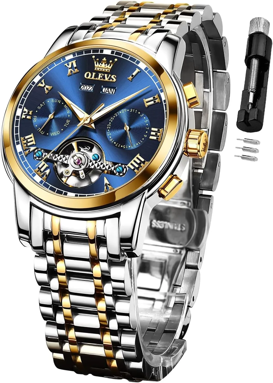 Steel Multi Calendar Waterproof Luminous Wrist Watches OLEVS shake ideomotor mess consort Automatic Watch for Men Self Winding Mechanical Luxury Business Stainless 