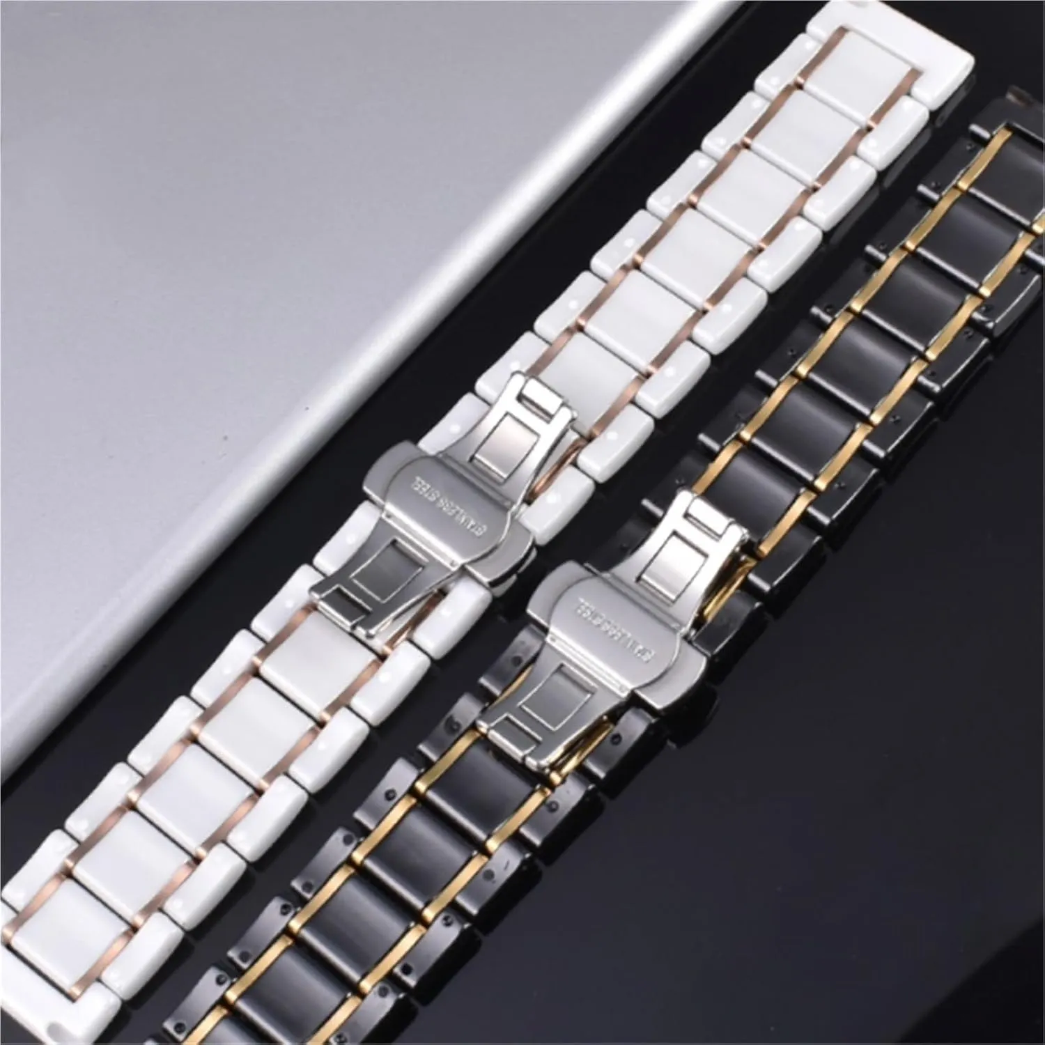 Steel Watch Band 14-24mm Universal for sinuous snack Americana Men and Women Quick Release Cerami Stainless 