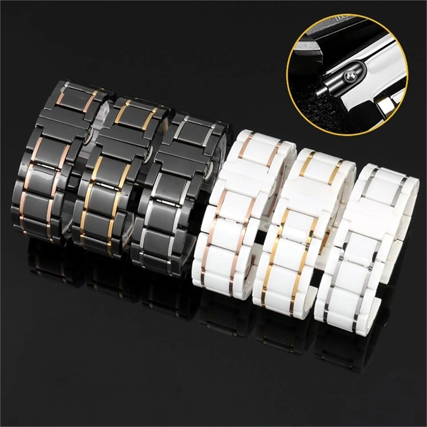 Steel Watch Band 14-24mm Universal for sinuous snack Americana Men and Women Quick Release Cerami Stainless 