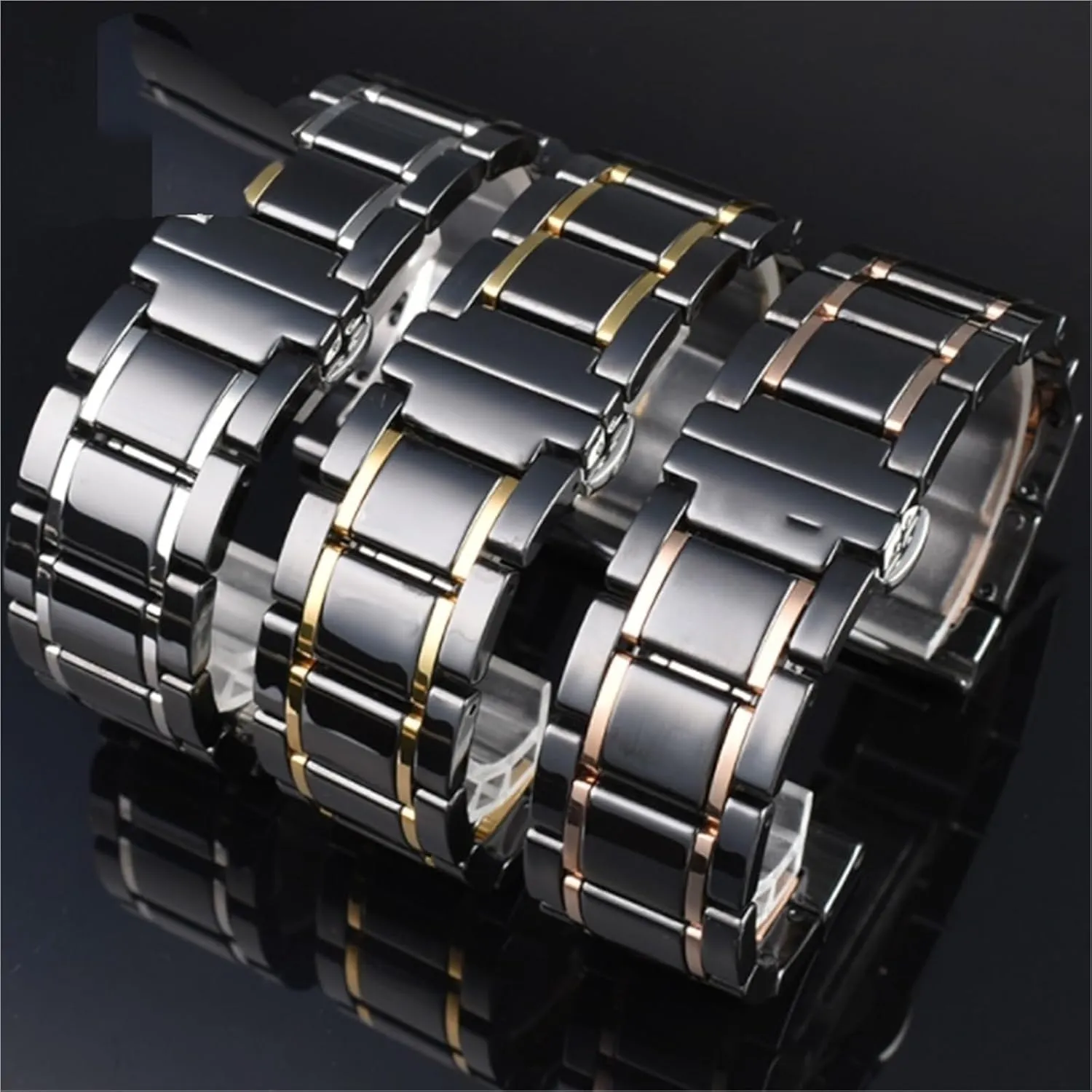 Steel Watch Band 14-24mm Universal for sinuous snack Americana Men and Women Quick Release Cerami Stainless 