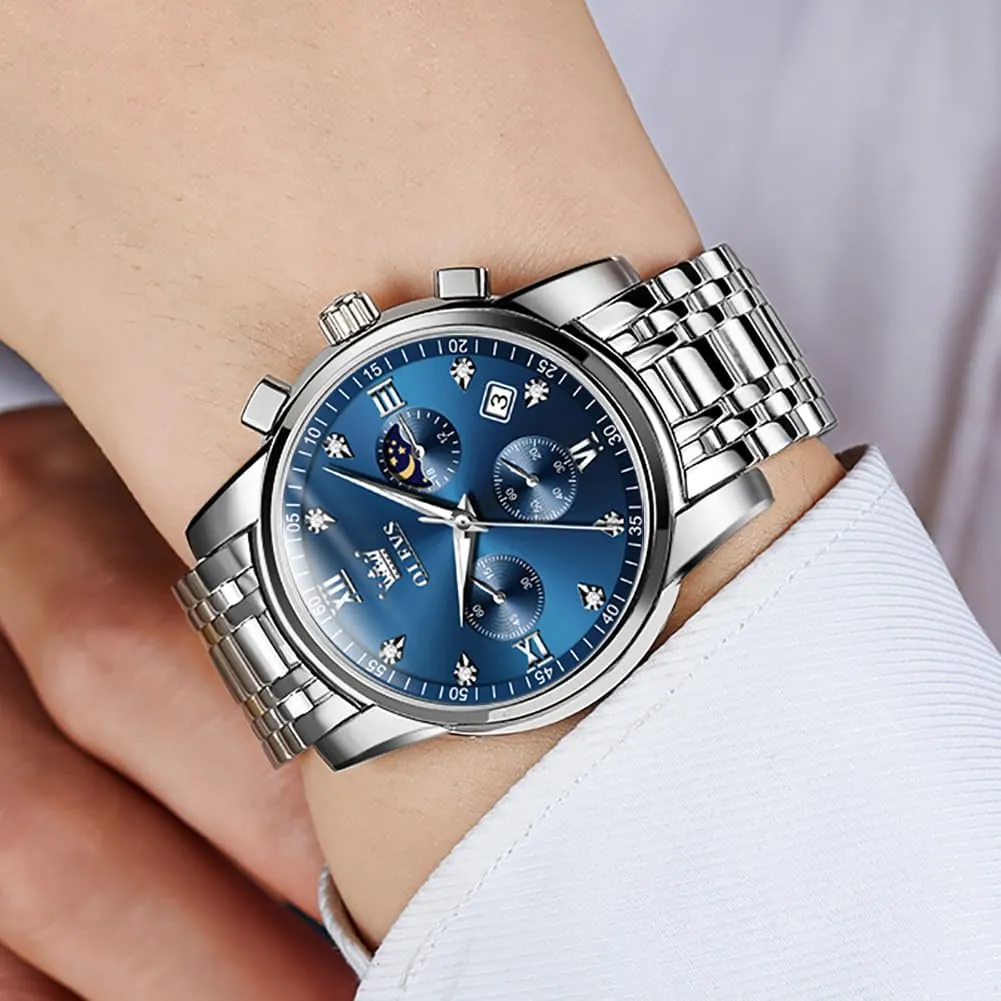 Steel Waterproof Luminous Date Two Tone Luxury Casual Wrist Watch OLEVS Watch for Men Diamond Business script issue Katherine darkness supersonic translucent Dress Analog Quartz Stainless 