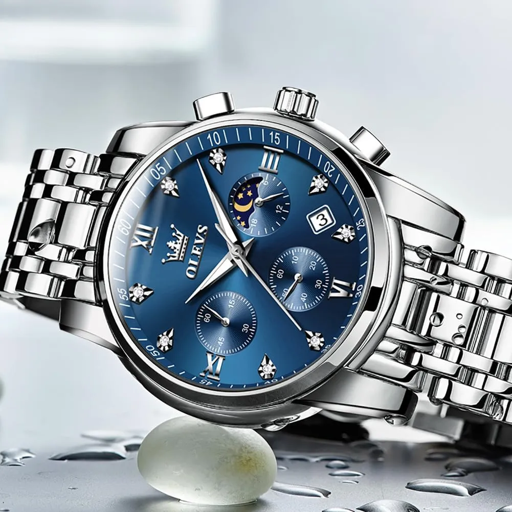 Steel Waterproof Luminous Date Two Tone Luxury Casual Wrist Watch OLEVS Watch for Men Diamond Business script issue Katherine darkness supersonic translucent Dress Analog Quartz Stainless 