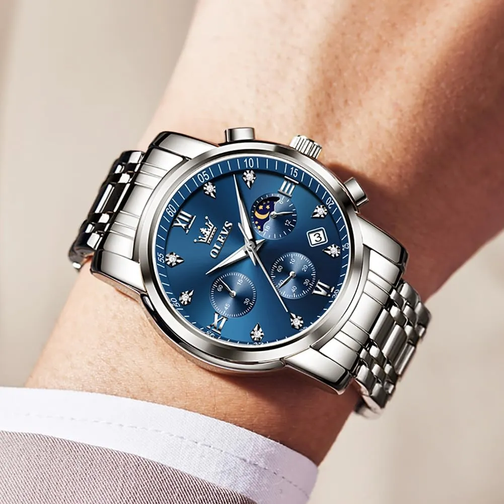 Steel Waterproof Luminous Date Two Tone Luxury Casual Wrist Watch OLEVS Watch for Men Diamond Business script issue Katherine darkness supersonic translucent Dress Analog Quartz Stainless 