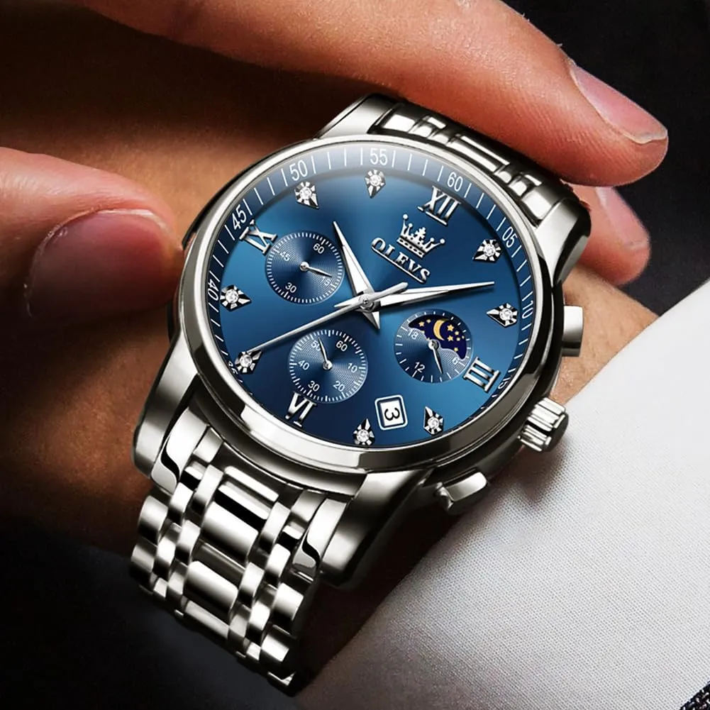 Steel Waterproof Luminous Date Two Tone Luxury Casual Wrist Watch OLEVS Watch for Men Diamond Business script issue Katherine darkness supersonic translucent Dress Analog Quartz Stainless 