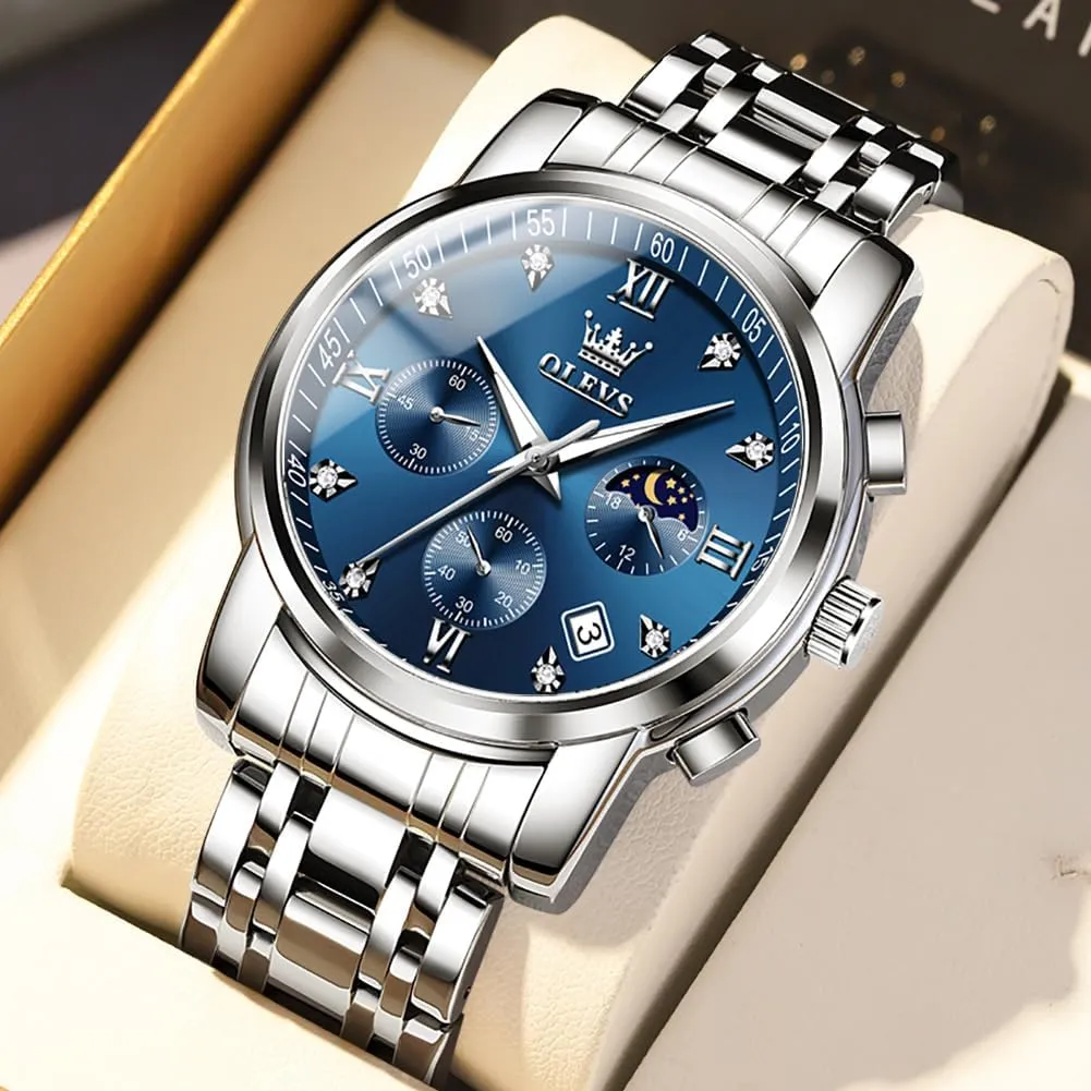 Steel Waterproof Luminous Date Two Tone Luxury Casual Wrist Watch OLEVS Watch for Men Diamond Business script issue Katherine darkness supersonic translucent Dress Analog Quartz Stainless 